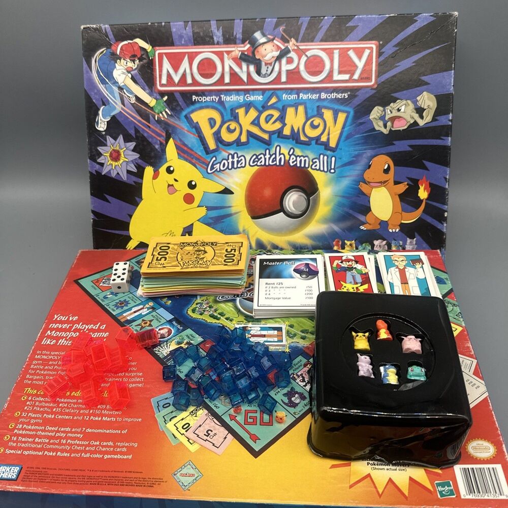 Vintage 1999 Pokemon Collector's Edition MONOPOLY Board Game 99% Complete